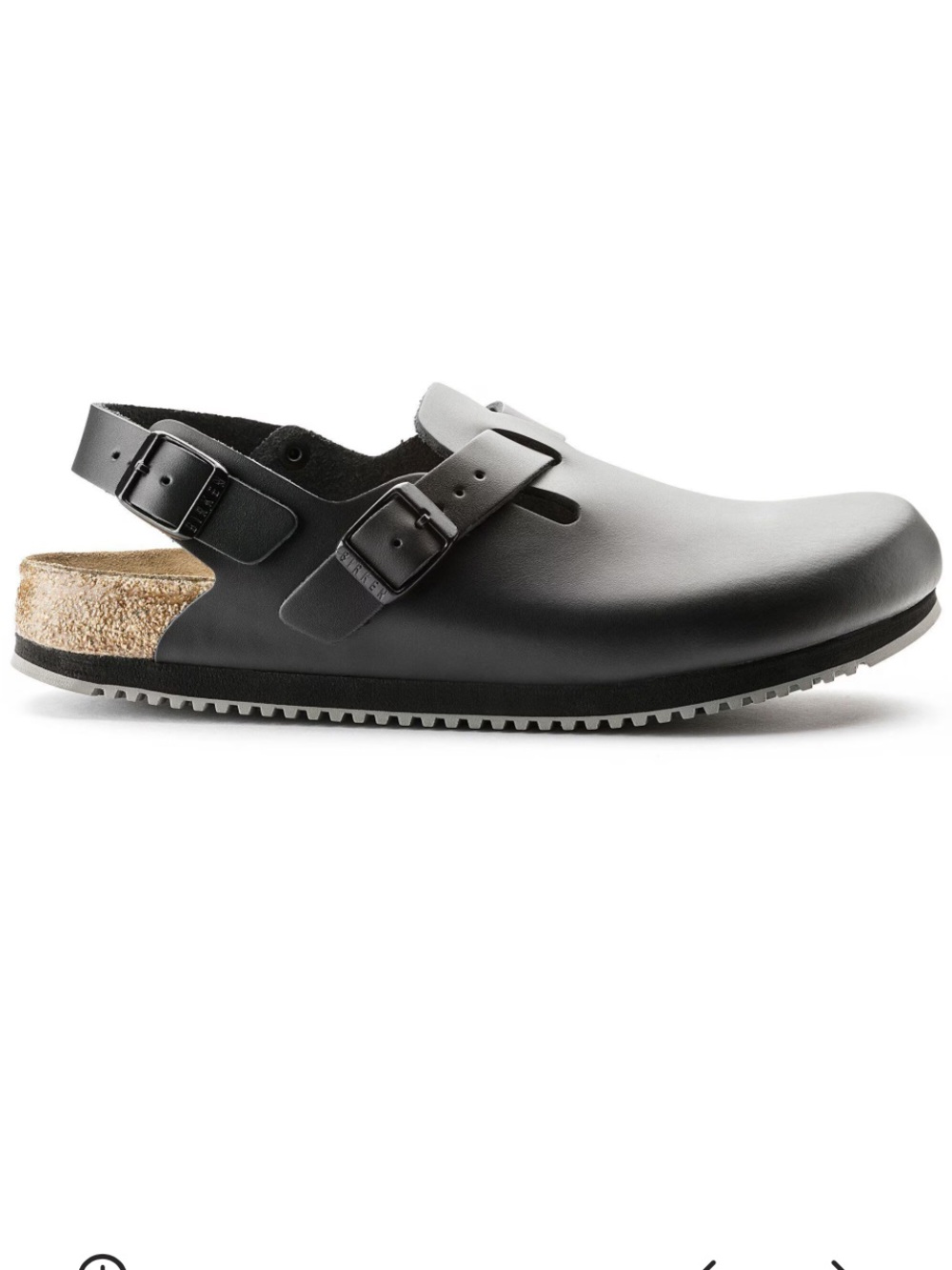 Black Leather Clog with Adjustable Buckles - Picture 4 of 11
